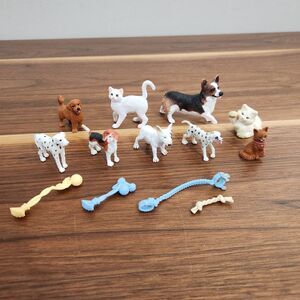 Puppy Dog Cats Mini Miniature Figurines Plastic Toys Dollhouse Size Lot of 13